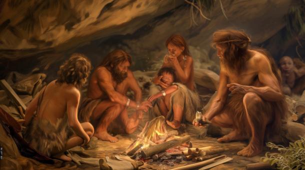 Representation of Neanderthals at Abric Pizarro archaeological site in Spain