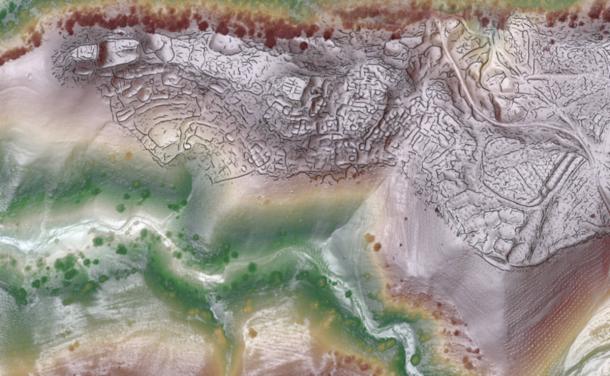 Composite lidar view of Tugunbulak, lost Silk road city in Uzbekistan.