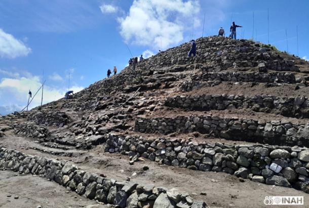 One of the structures the heritage site of Tetelihtic, found in the municipality of Teteles de Avila Castillo being worked on