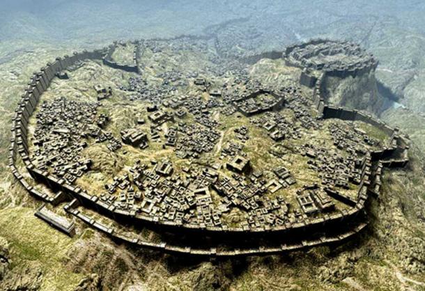 Artist’s representation of the Hittite city of Hattusa in Anatolia.