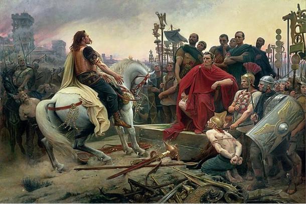 The Battle of Alesia. Vercingetorix Throws Down His Arms at the Feet of Julius Caesar. 