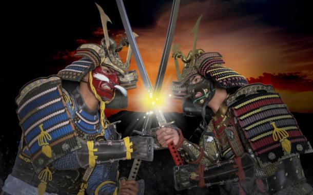 Two men in shogun armor.