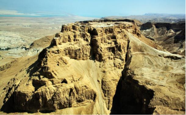 Masada showing the siege ramp built by the Roman army