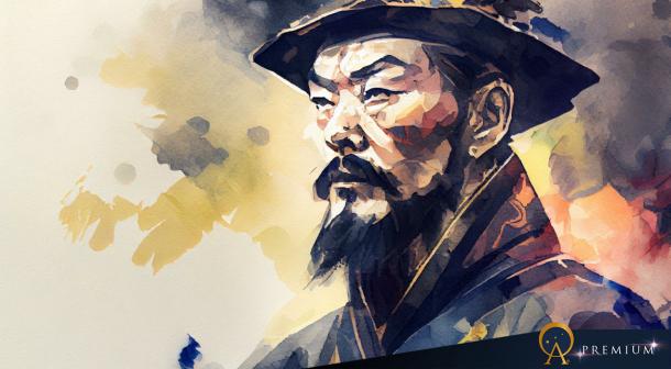 AI generated watercolor illustration of Sun Tzu.