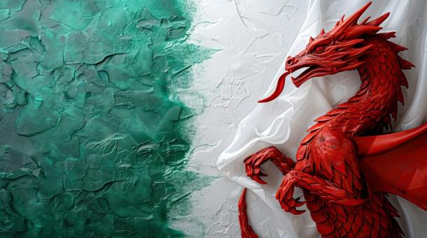 Abstract flag of Wales with its red dragon