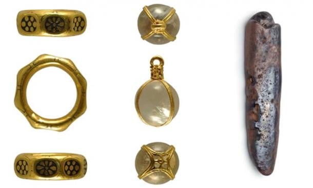 Most of the artifacts found in the treasure hoard stolen by the metal detectorists are now missing, but police have recovered a ring, crystal pendant and ingot found in the haul. 