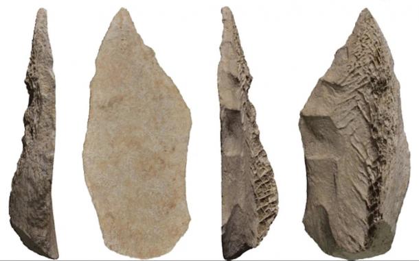 The Neanderthal bone spear point discovered at the Abric Romaní rock shelter in Spain.