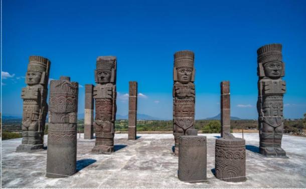 Toltec Warriors or Atlantes columns at Pyramid of Quetzalcoatl in Tula, Mexico. Source: javarman/Adobe Stock