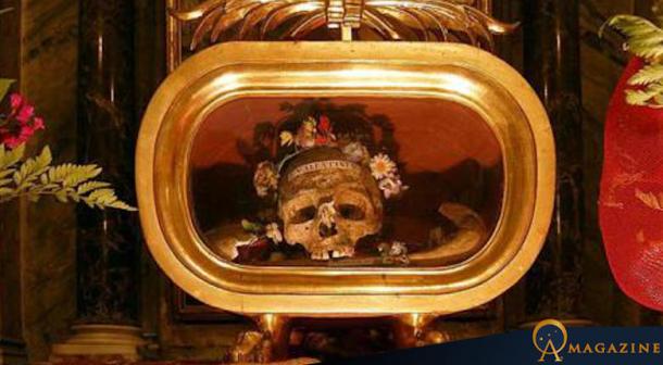  Relic of St. Valentine in the church of Santa Maria in Cosmedin, Rome, Italy.