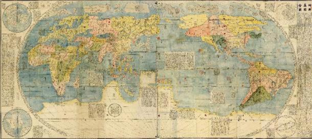 Kunyu Wanguo Quantu. Mapa del mundo chino, alrededor de 1430. (Dominio público)