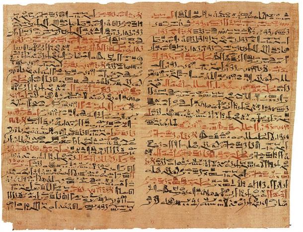 Papirusul Edwin Smith documentează medicina egipteană veche, inclusiv diagnosticul și tratamentul leziunilor (domeniu public)
