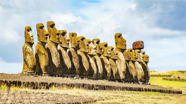 Group of Moai monoliths on Easter Island. (Michael @ MoodyImage / Adobe stock)