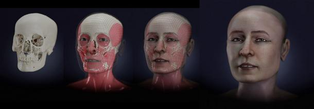 All the important phases of the facial reconstruction of the Swiss mummy of She-en-Isis. (FAPAB Research Center / Cicero Moraes)