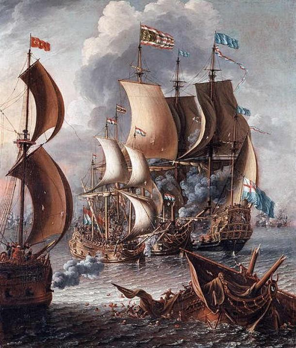 Laureys a Castro - A Sea Fight with Barbary Corsairs. 