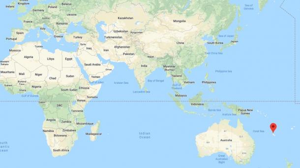 The location of New Caledonia (Google Maps)