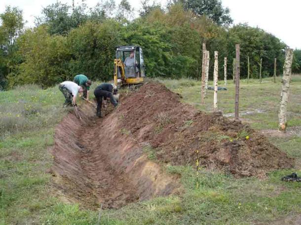 Fig.4. Nesshenge in 2008, modern tools were used to dig the ditches and raise the banks. (Dr John Hill)