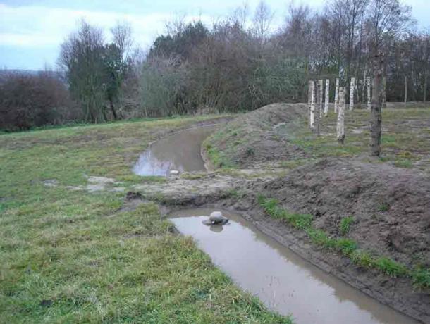 Fig.6. Nesshenge in 2008. The ditches filled with rainwater. (Dr John Hill)