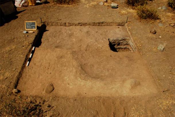 The partially excavated dance platform discovered by investigators at Viejo Sangayaico, Peru. (Image Courtesy of Prof. K. Lane)