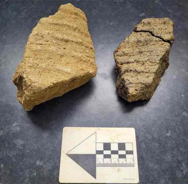 Left: the piece of later millstone. Right: the earlier lava millstone. (MOLA)