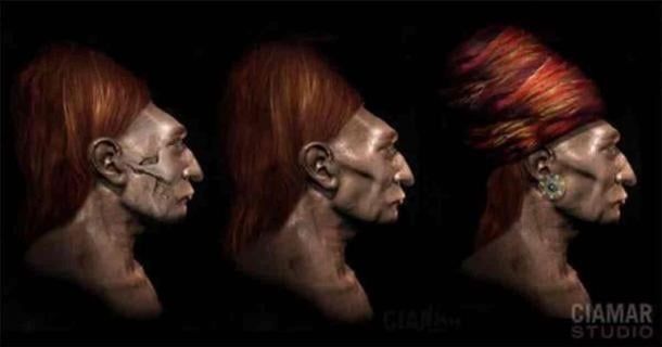 The pronounced cheek bones can be seen in artist Marcia Moore’s interpretation of how the Paracas people looked based on a digital reconstruction from the skulls. (Marcia Moore / Ciamar Studio)