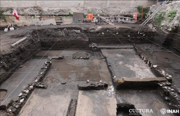 The remains of the house near Garibaldi Plaza of a Mexican family that survived the Spanish invasion, where the Aztec altar was found. (Mauricio Marat / INAH)