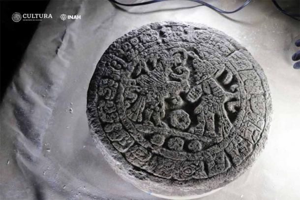 The Chichén Itzá Maya commemorative disc after restoration work. (INAH)