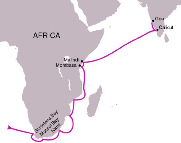 The route followed in Vasco da Gama's first voyage, 1497–1499. (PhiLip / CC BY-SA 4.0)