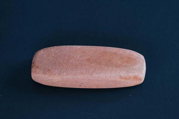 This red sandstone whetstone was found at the Shetland site and provided another piece of evidence of Vikings in the area and possibly also their long-lost capital. (Skailway)
