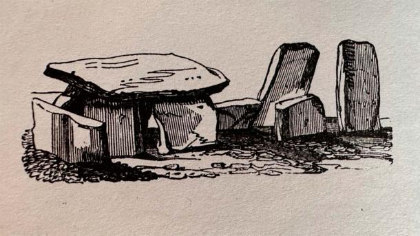 1838 sketch drawing of wedge tomb by Lady Chatterton. (Public Domain)