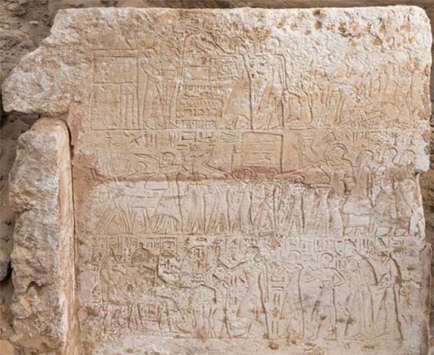 The wall of a small chapel showing the funeral of a man named Yuyu, who was a maker of gold foil in the treasury of the pharaoh. (Ministry of Tourism and Antiquities)