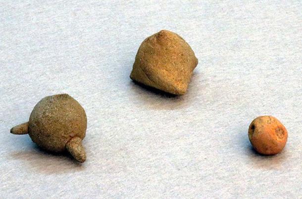 The stone and clay artifacts that were used as early ninja weapons in Japan discovered in Saitama Prefecture north of Tokyo, Japan. (Saitama Prefectural Ranzan Historical Museum)