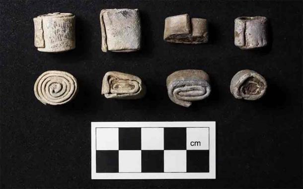 The tightly wound lead scrolls discovered at the site might have been employed in a ceremonial context. (Red River Archaeology Group)