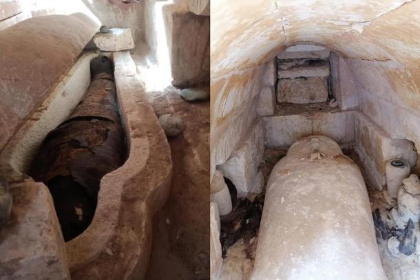 The man’s tomb at Oxyrhynchus was found sealed with all the funerary treasures inside. (Ministry of Tourism and Antiquities)