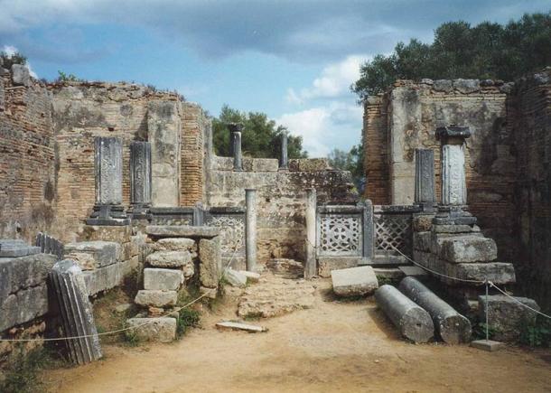 het zogenaamde atelier van Phidias in Olympia, waar hij het chryselephantine standbeeld van Zeus maakte, een van de zeven wonderen van de Oude Wereld.