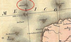 Old map showing the Mexican phantom island Bermeja