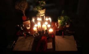 A modern Pagan Wiccan altar set up.