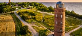 Drone view of lighthouses from Cape Arkona