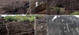 A variety of the giant petroglyphs discovered along the Orinoco River