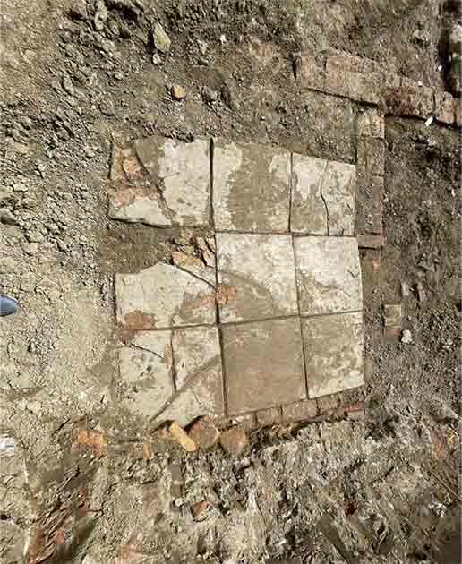 Tiles from the indoor Roman pool have been uncovered in-situ in a remarkable sate of preservation (Albania’s National Institute of Cultural Heritage / Facebook)